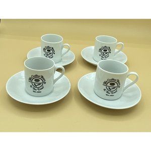 The Coffee Bean & Tea Leaf White Espresso Demitasse Set 4 Cup & Saucer Set